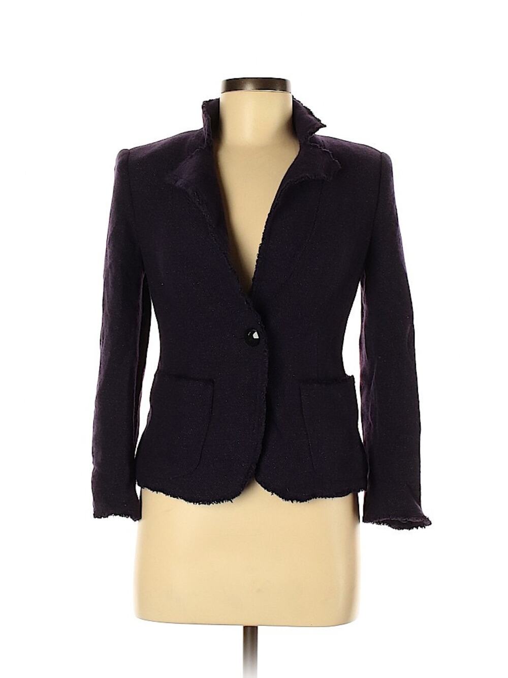Vintage 2009 Armani Collezioni Wool Silk Purple Blazer Size 6 Y2K